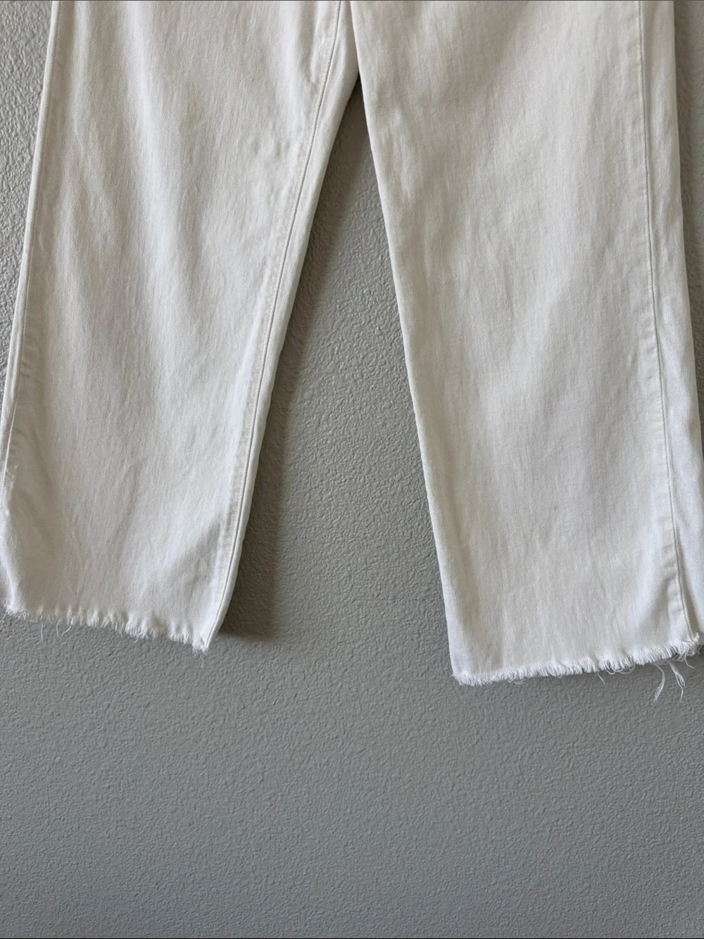 SLVRLAKE Grace Crop White High Rise Wide Leg Jeans Size 25 Raw Hem Premium Denim